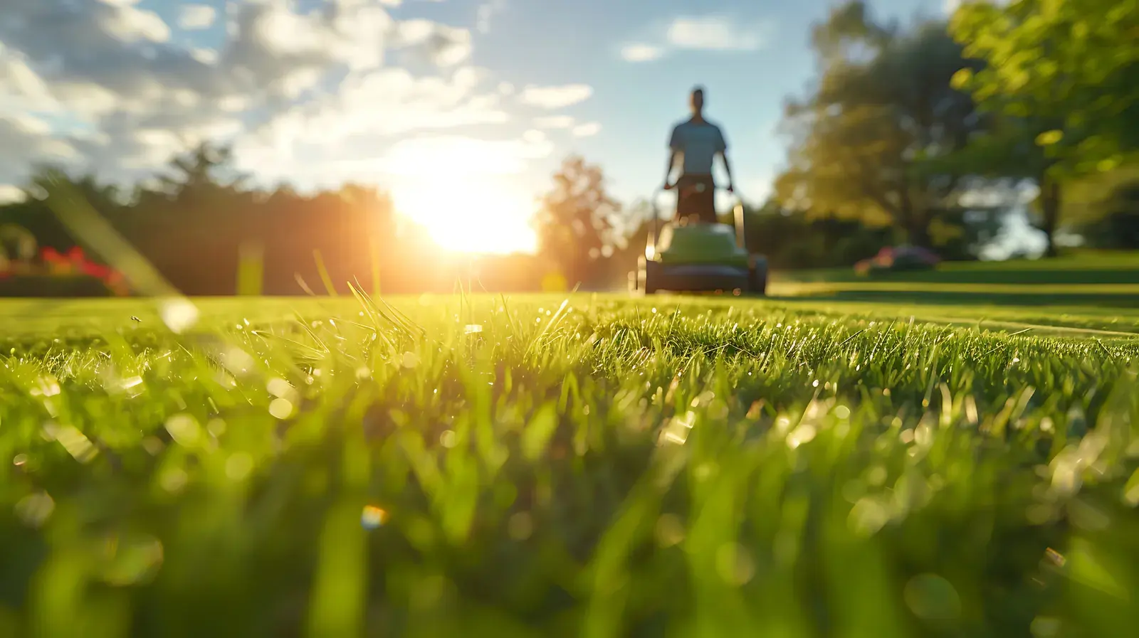 HOA common green space at golden hour
